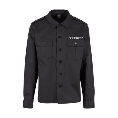 Langarmhemd BRANDIT "Brandit Security US Shirt Long Sleeve", Herren, Gr. M, US-Größen, schwarz, 80% Baumwolle, 20% Polyester, normal, Hemden