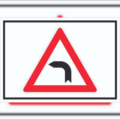 HB-Druck Schild Achtung Kurve links Symbol A4 (210x297mm)