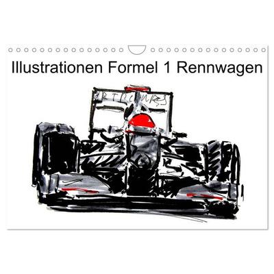 Illustrationen Formel 1 Rennwagen (Wandkalender 2026 DIN A4 quer), CALVENDO Monatskalender
