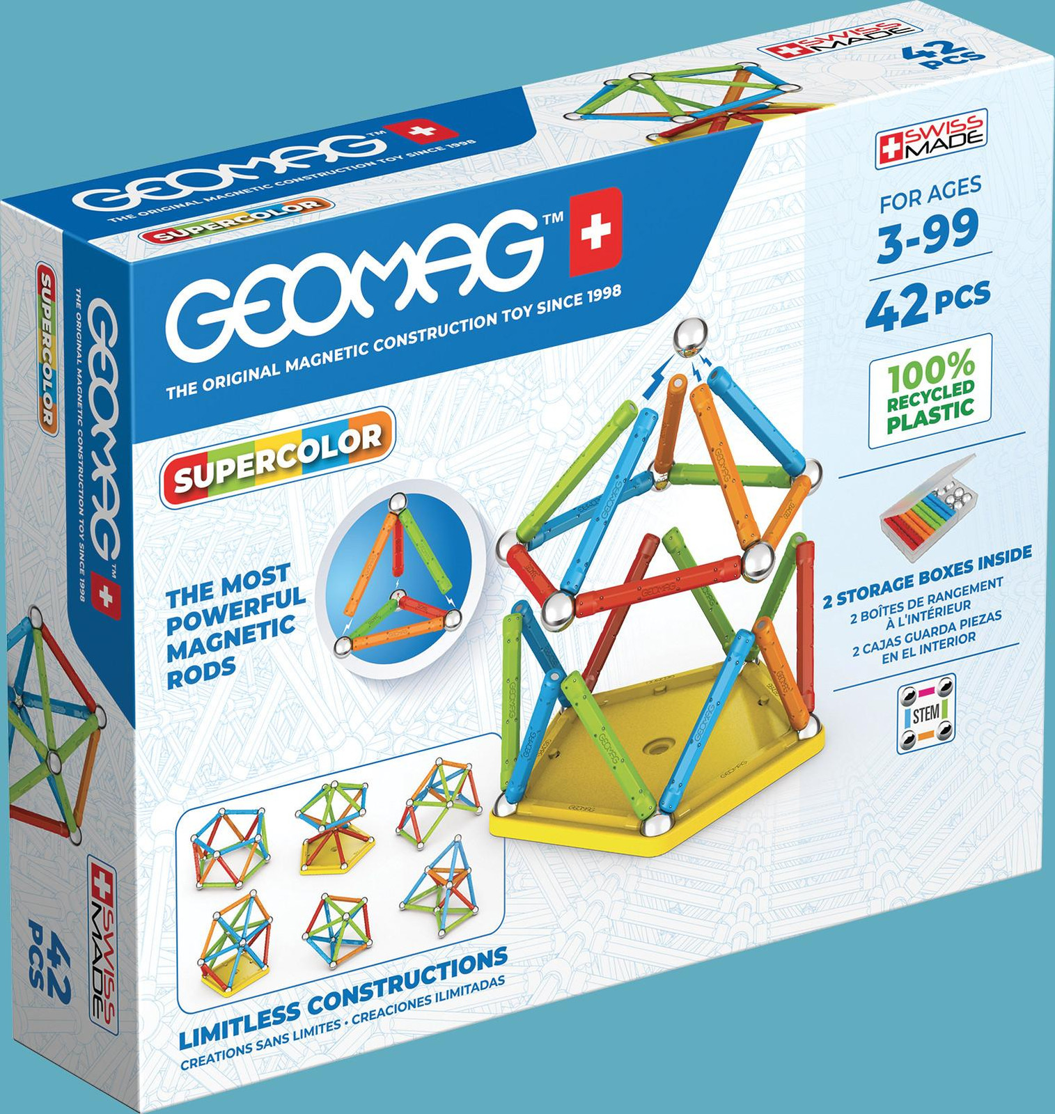 Geomag Super Color Recycled Magneetspel met 42 meerkleurige onderdelen