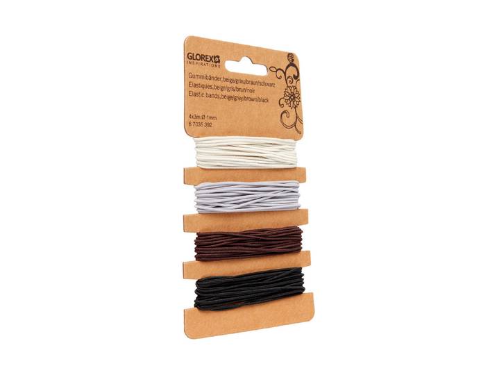 Glorex Gummibänder Beige-Grau-Braun-Schwarz 4 × 3 m