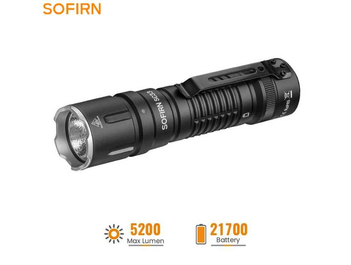 Lampe torche tactique Sofirn SC33 XHP70.3 HI LED, puissante 5200lm, rechargeable USB-C 21700 avec interrupteur à bascule arrière, éclairage extérieur