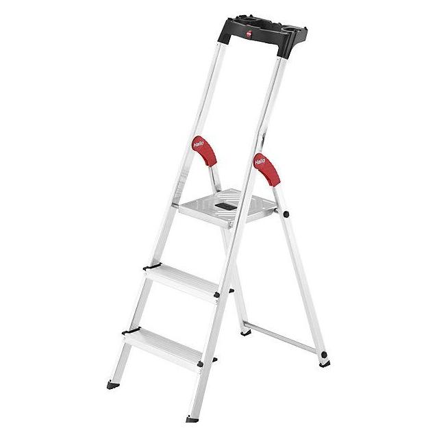 Hailo L60 StandardLine, Alu-Sicherheits-Stehleiter, 3 Stufen (Stehleiter, 125 cm) (8160-307)