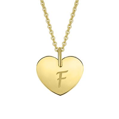 Kette mit Anhänger ONE ELEMENT "Herz mit Gravur F Buchstaben Anhänger aus 333 Gelbgold", gold, Halsketten, Damen, Gelbgold 333 Gold, Gelbgold 333, Gold, Zart & emotional – ein Geschenk, das von Herzen kommt