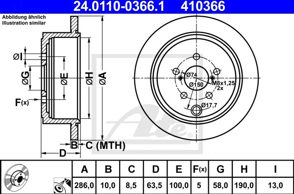 Ate Bremsensatz, Scheibenbremse Bremsen-Set Va + Ha Sizw2n91w0 Hinterachse Voll 286mm 10mm Für Subaru