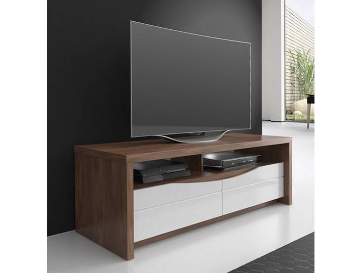 Meuble tv pm Saint tropez noyer/blanc brillant - Basika