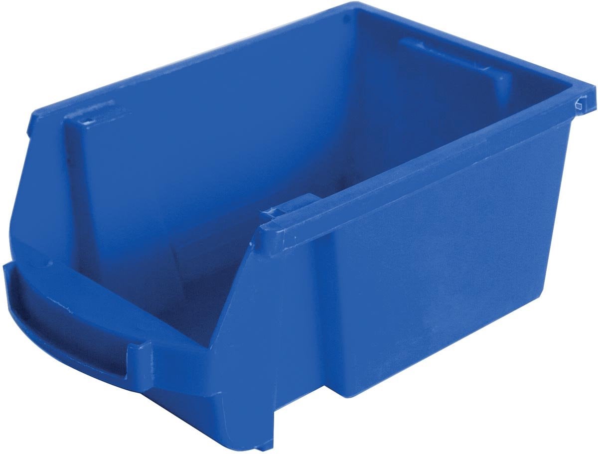 Viso magazijnbak 1 liter blauw met handvatten en labelhouder