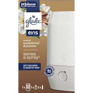 glade Raumduft eins, sense & spray, 10 ml, Starterset, automatischer Frischeschub, Sandalwood & Jasmine