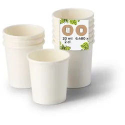 BIOZOYG Schnapsbecher aus Papier 6480 Stück 20 ml weiß - Pappbecher Beschichtet Party Zubehör Einwegbecher Messen, Events, Verkostung