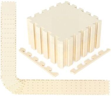 Costway 54 Pack EVA Foam Floor Tiles with Non-Slip & Borders for Home Gym-Beige