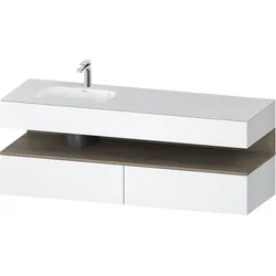 Duravit Collection One Einbauwaschtisch mit Konsolenwaschtischunterbau, 1600x550x600mm, Nische Eiche Terra, Becken links, QA4795035180000, Farbe: Weiß Matt