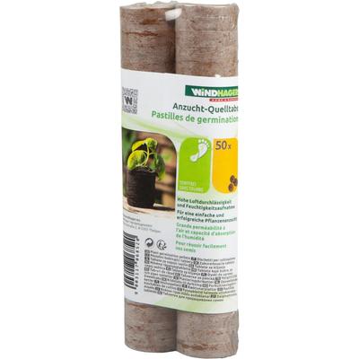 Anzucht- und Kräutererde WINDHAGER "Quelltabs 50 Stk. aus natürlichem Kokos", braun, Bodensubstrate, Anzucht Quelltabs torffrei mit feinmaschigem Netz, 3,5 cm