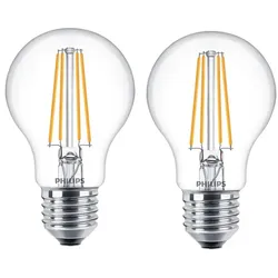 2-er PHILIPS E27 Klare LED Lampe Filament Birnenform 7W wie 60W warmes Licht für Wohnräume