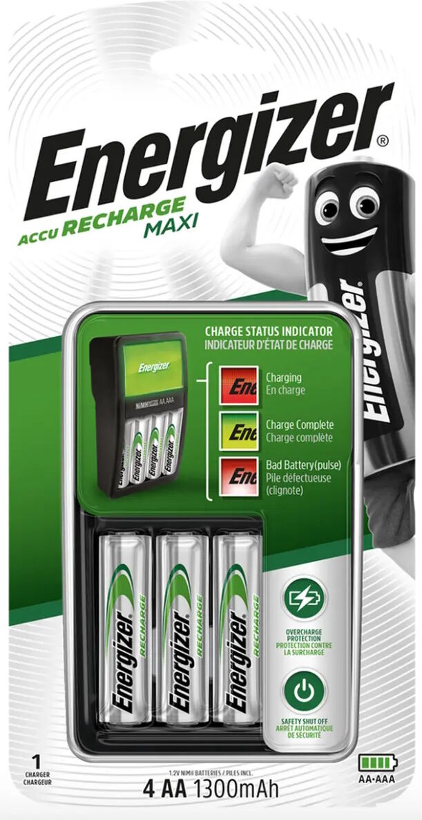 Energizer Maxi Battery Charger with 4x AA 1300mAh Batteries