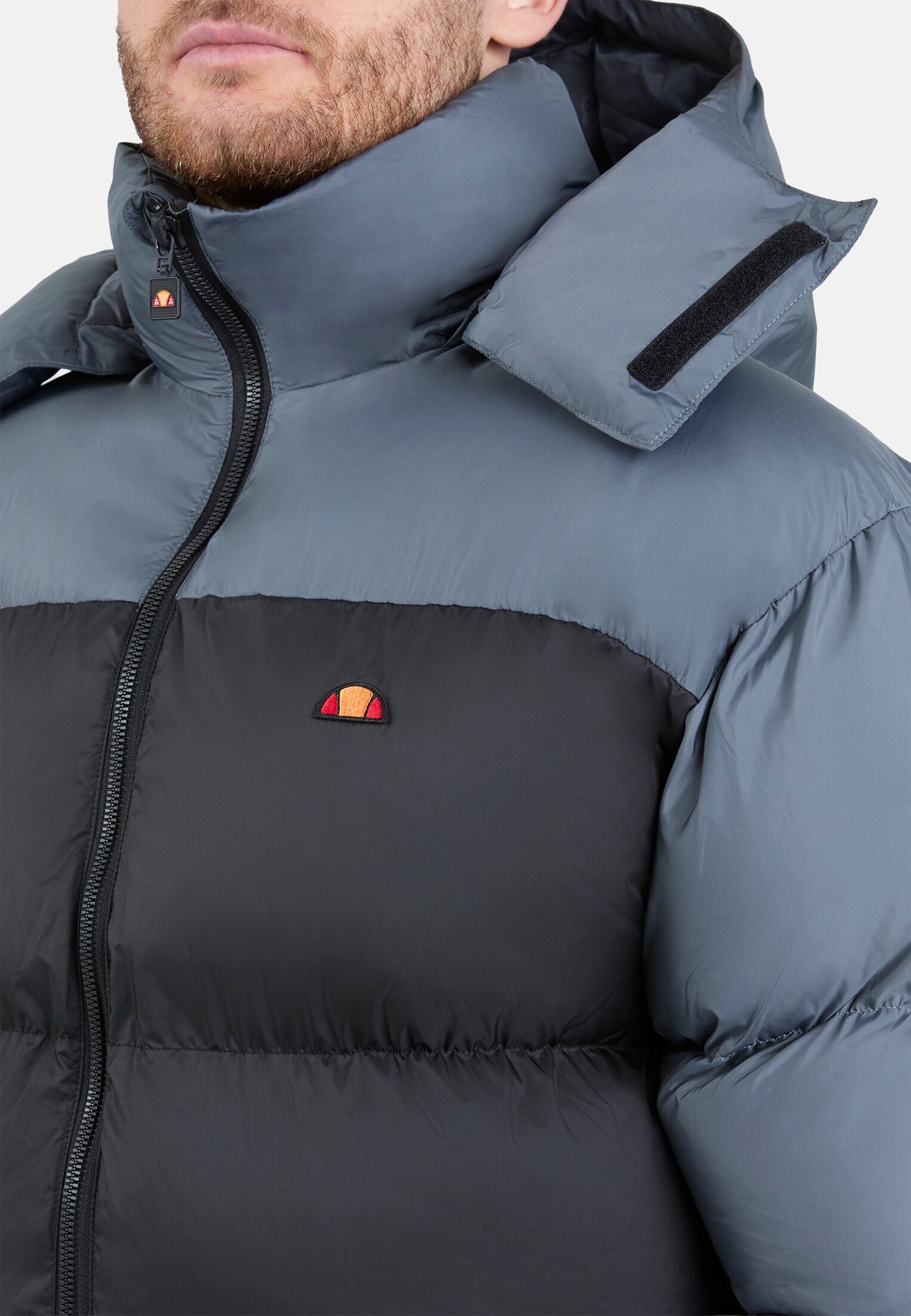 Steppjacke ELLESSE "DAPPIANI PADDED JACKET", Herren, Gr. L, schwarz (schwarz, grau), Obermaterial: 100% Polyester, Jacken Steppjacke, sportlicher Stil, für Sportmode und Streetwear, aus Polyester schwarz, grau L