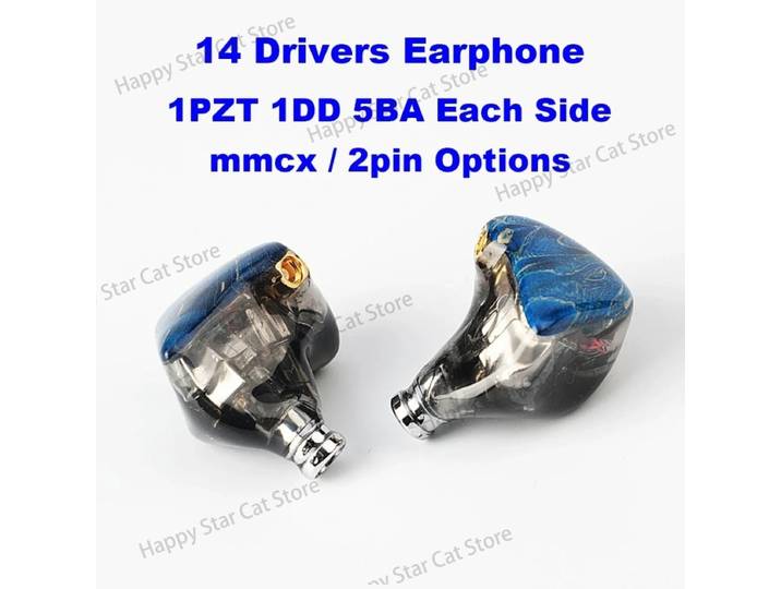 Écouteurs intra-auriculaires IEM Hifi avec 14 transducteurs (1DD 5BA), 1pzt, câble détachable MMCX 2 broches, casques 3,5 mm