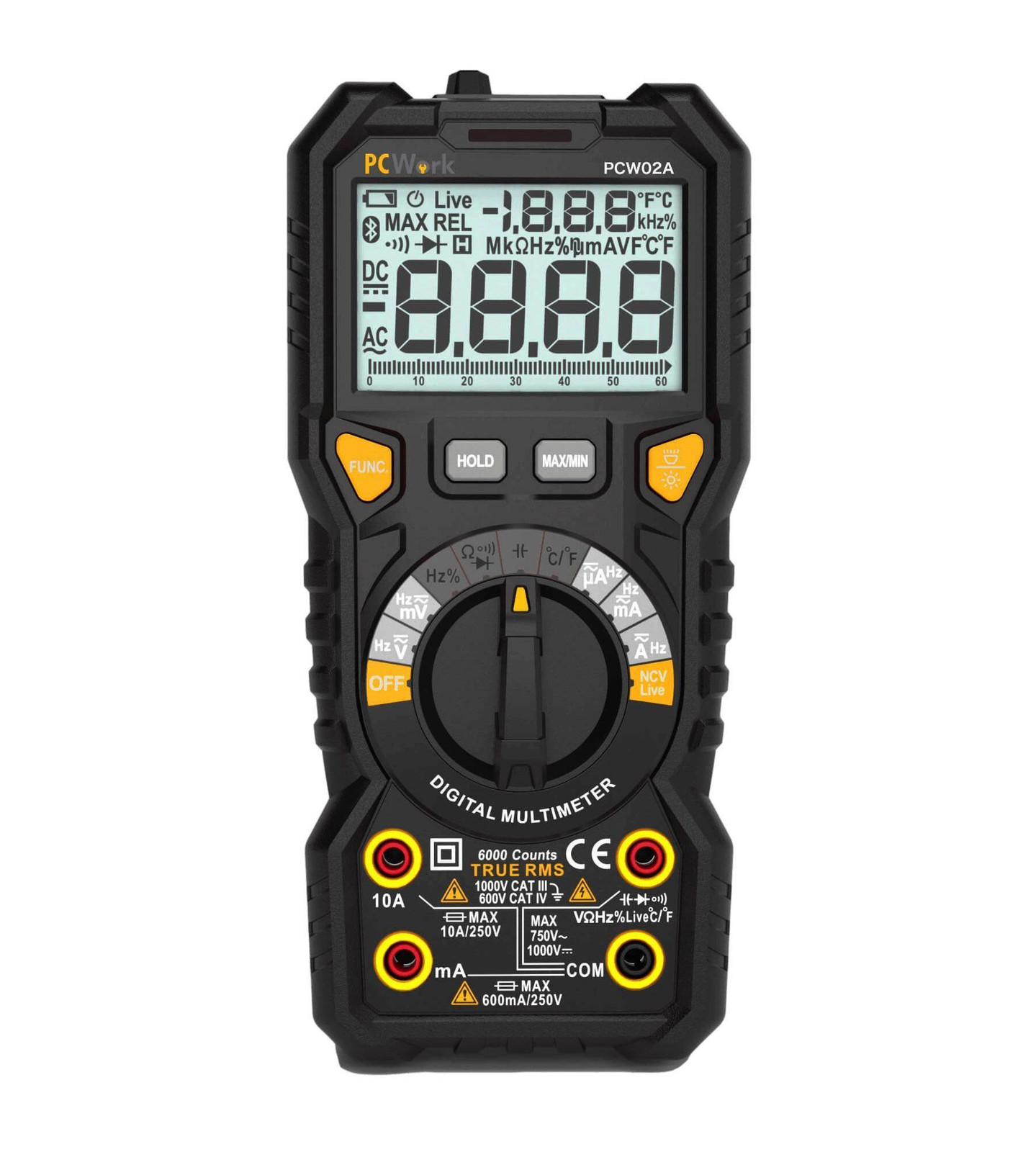 PCWork PCW02A Digitale Multimeter True RMS, 1000 V DC, 750 V AC, 10 A AC/DC