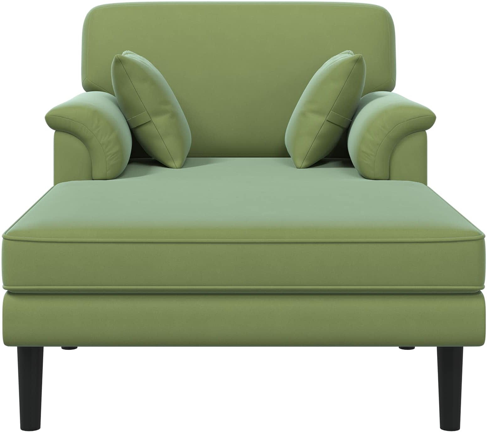 vidaXL Chaise longue Vert clair Velours