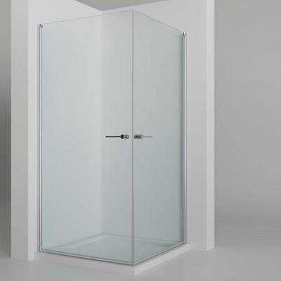 Eckdusche WELLTIME "Firenze", transparent (chromfarben), B:80cm H:190cm T:80cm, Duschkabinen, Rahmenloses Design mit extravaganten Griffen, 6mm ESG