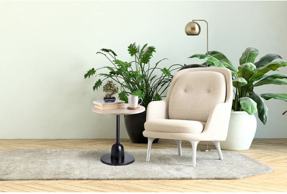 ReCollection Table d'appoint ronde en marbre gordon Blanc 46x46x46cm