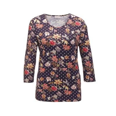 Print-Shirt GOLDNER "Bequemes Druckshirt im Mustermix", Damen, Gr. 52, schwarz (schwarz, bunt, gemustert), Obermaterial: 96% Viskose CV. 4% Elasthan EL., Tubular, Shirts, Jedes Teil ein Unikat
