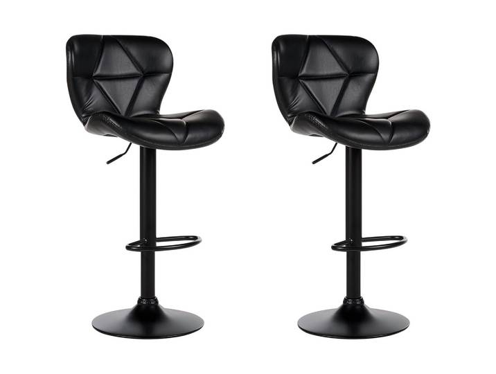 BARHOCKER 2er-Set Kunstleder schwarz höhenverstellbar Valetta