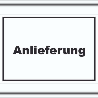 HB-Druck Anlieferung Schild mit Text Annahme waagerecht A5 Rückseite selbstklebend