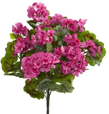 Nearly Natural Geranium Artificial Bush UV Resistant (Set of 3)