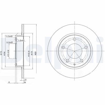 Delphi Bremsscheibe [Hersteller-Nr. BG2806] für Mazda, Ford Usa