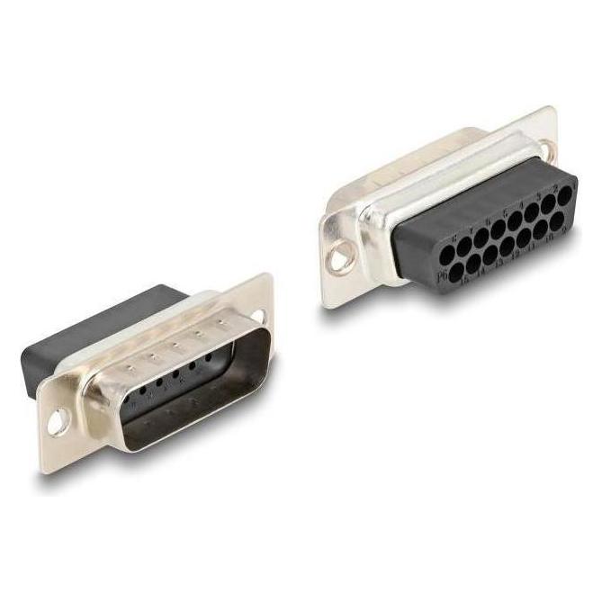 Delock 67086 - D-Sub 15 Pin Stecker zu RJ12 Buchse Montagesatz gelb (67086)