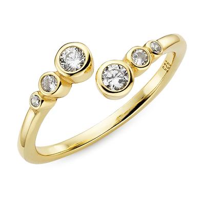 Fingerring "Schmuck Geschenk Silbering offen" Gr. 56, gold (gelbgoldfarben, kristallweiß), ANISTON JEWELRY & WATCHES, Fingerringe, Damen, 56, Silber 925 (Sterlingsilber), 2,2mm, Fingerring, mit Zirkonia (synth.)