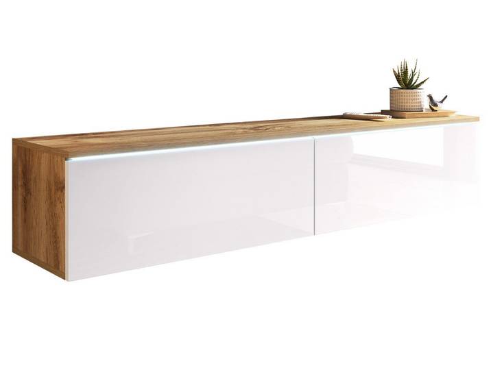 MIRJAN24 TV-Schrank D140 (mit zwei Klappen) Grifflose Öffnen, LED Beleuchtung als Option