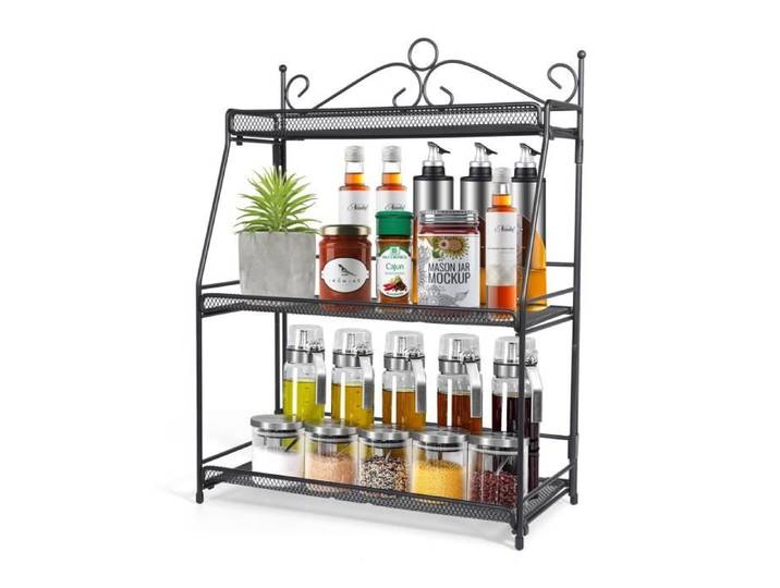 Étagère à épices - Uten - Présentoir à épices à 3 étages Etagère de Rangement Pliable Porte-épices