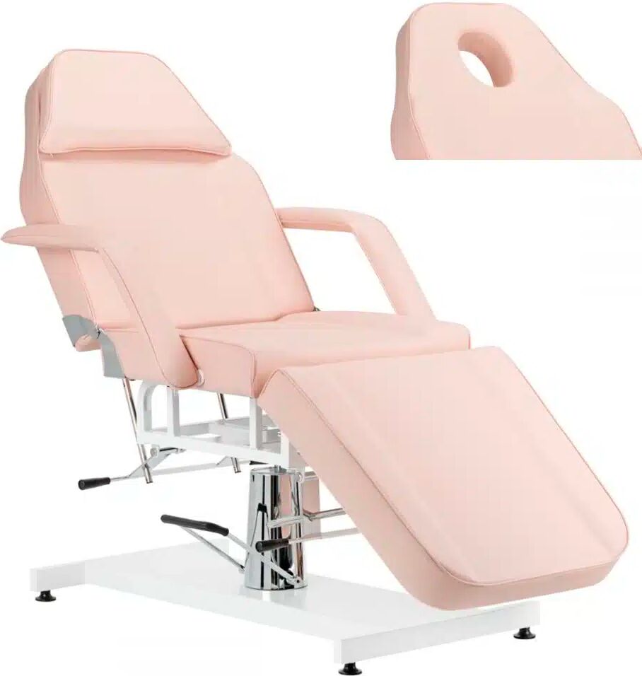 Tuttoperlestetica POLTRONA LETTINO PER ESTETISTA CENTRO ESTETICO ROSA ALZATA IDRAULICA FORO VISO