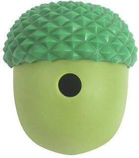 United Acorn Shape Dog Slow Feeder Treat Dispensing Puzzle Ball Interactive Enrichment Toy peacock Green With Dark Green