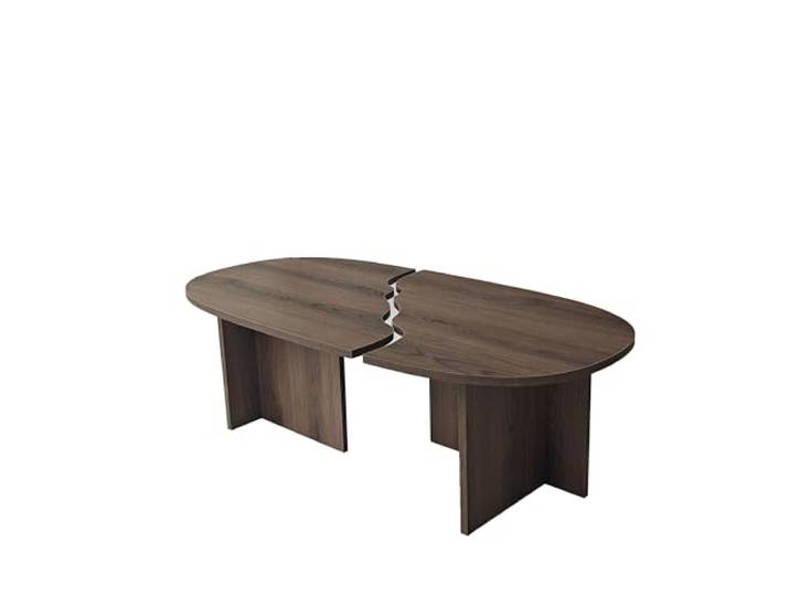 Hanah Home Modern Walnut Coffee Table, 120 x 60 x 38 cm 100% Melamine Coated Chipboard, 18 mm Thickness, PVC Edgebands Stylish & Functional Design for Any Living Space