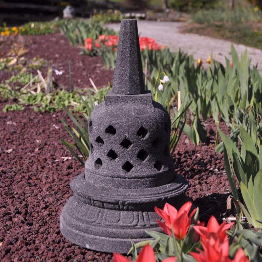 Wanda Collection Lampe stupa borobudur en pierre de lave 45 cm Gris 30x45x30cm