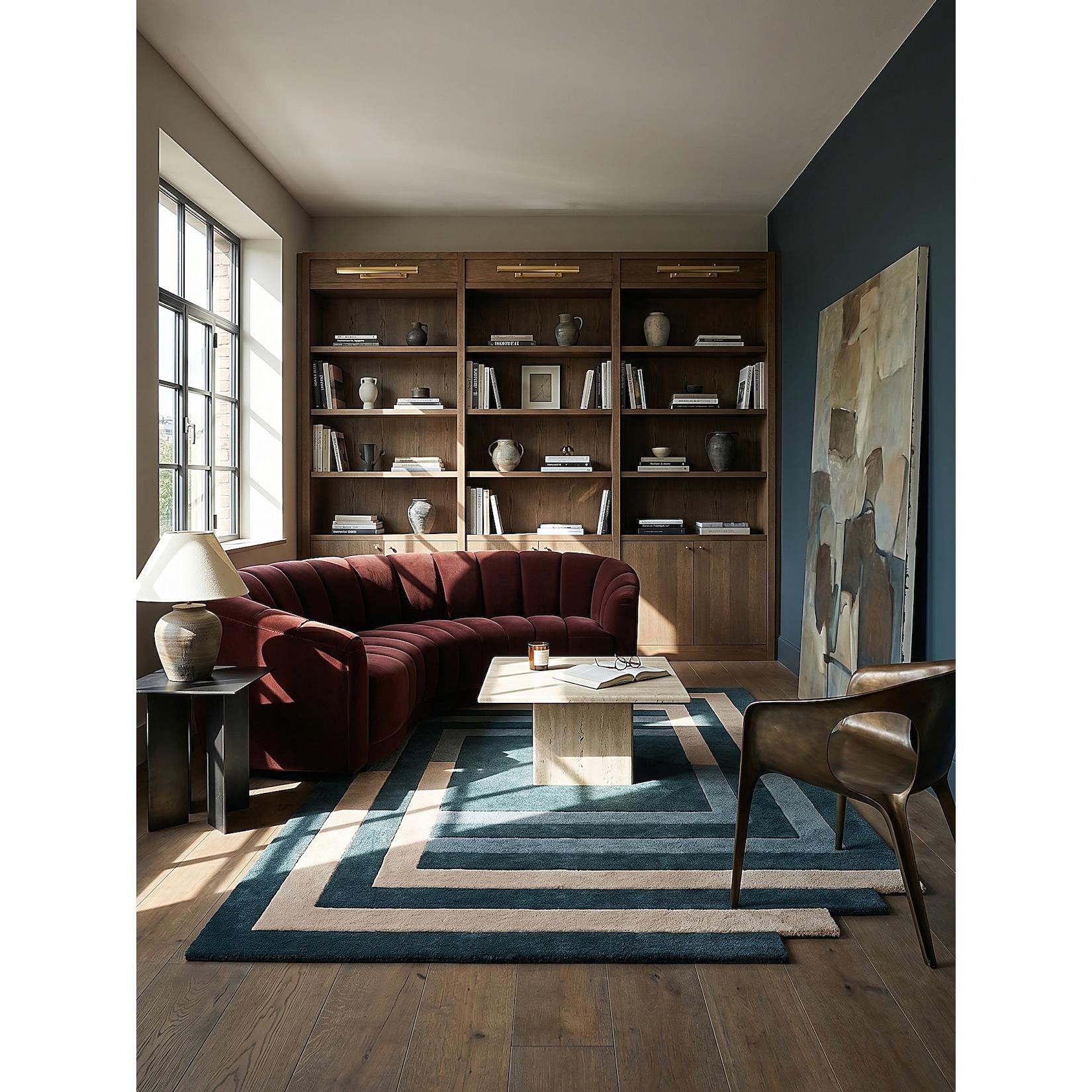 Wollteppich geometrisch Türkis-Beige 120 x 180 cm - HALLEIN Kadima