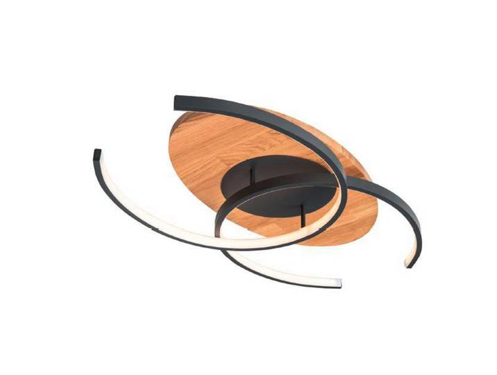 Deckenleuchte Argentina Curved, Holz, Metall, massiv, 38x20x70 cm, Lampen & Leuchten, Innenbeleuchtung, Deckenleuchten, Deckenleuchten
