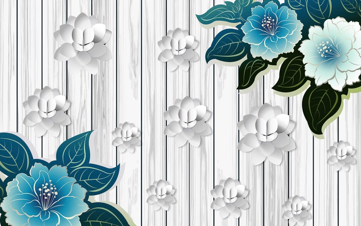 Papermoon "Muster mit Blumen" bunt B/L: 2m x 1,49m, Bahnen: 4 Stk.