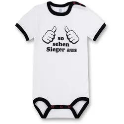 Sanetta Baby Body, Kurzarm, Strampler mit Aufdruck "So sehen Sieger aus" Weiß / 86