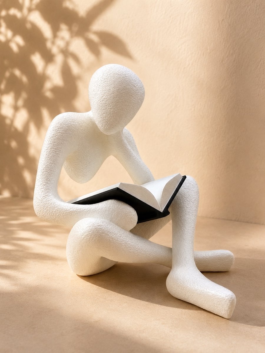 NObody Lezend Beeldje - 3D Geprint Decoratiebeeld met Fuzzy Skin - Wit