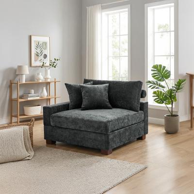 DREAMSIDEA Chenille Upholstered Armless Accent Chair With Plush Cushion
