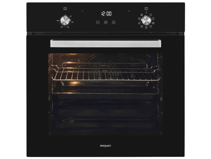 EXQUISIT Backofen EBE76-9-H-020 , Energieeffizienz: A, schwarz, B:59,5cm H:59,5cm T:56,7cm, Backöfen, Pizzafunktion – ideal für Pizza, Focaccia und mehr, Backofen
