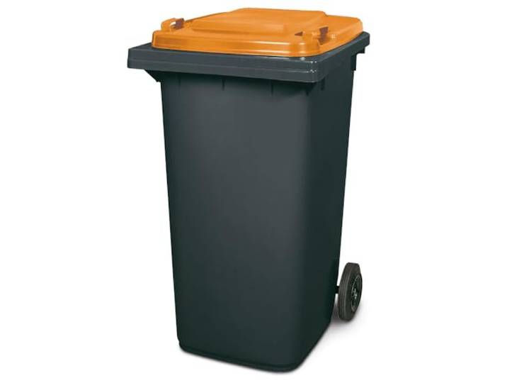 BRB 240 Liter MGB, Mülltonne Abfalltonne, grau mit farbigem Deckel (grau/orange)