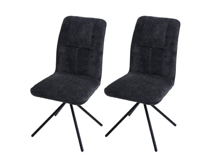 Mendler 2er-Set Esszimmerstuhl HWC-N99 Stoff/Textil - dunkelgrau