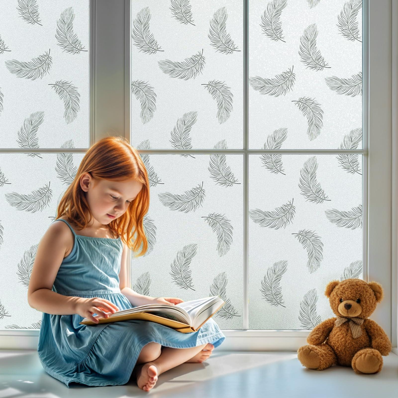 Solidchoice Vensterfolie met Federpatroon voor Privacy en UV-bescherming, 30 x 120 cm