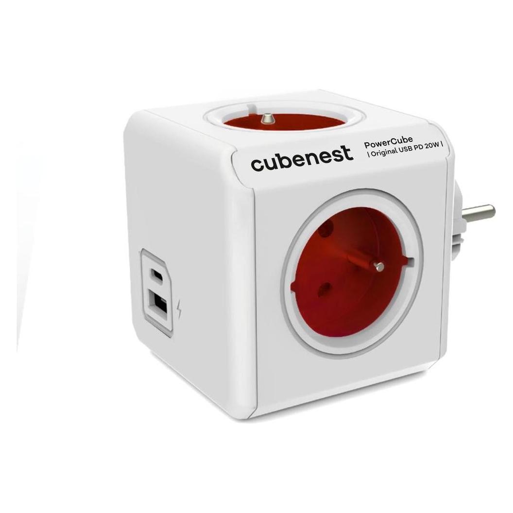 NoName Z??suvka Cubenest PowerCube Original USB A+C PD Red (1x USB-A, 1x USB-C) (4x, Typ 13) (6974699971023)