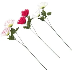 KUNSTBLUMEN Chrysanthemen rot, creme & rosa, 3er-Set langstielig 60 cm