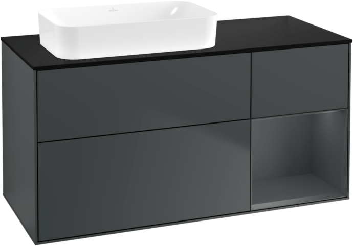 Villeroy und Boch Finion Waschtischunterschrank F692HGHG 120x60,3x50,1cm, Regal rechts Midnight Blue Matt Lacquer, Midnight Blue Matt Lacquer